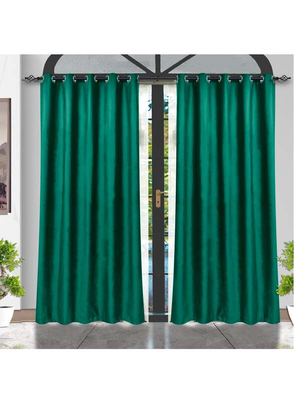 Black Kee 100% Blackout Velvet Curtains, W55 x L102-inch, 2 Pieces, Dark Green