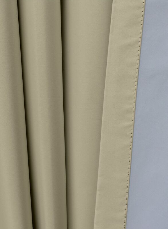 Black Kee 100% Blackout Satin Curtains with Grommets, W78 x L106-inch, 2 Pieces, Simplify Beige