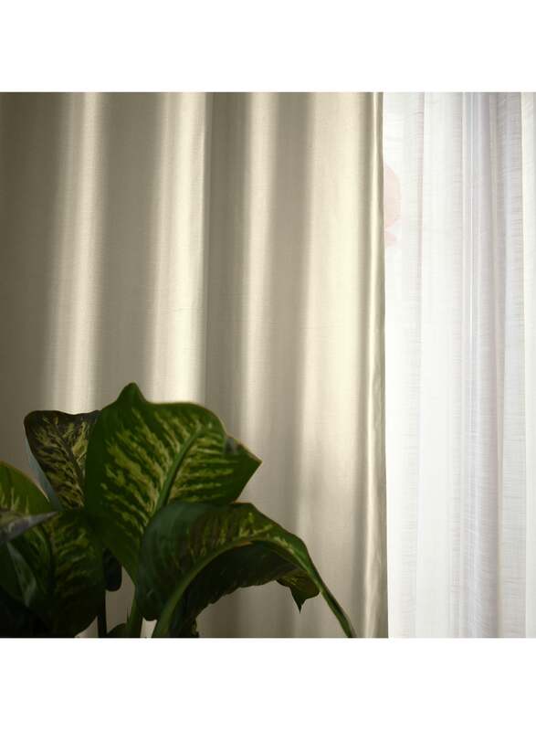 Black Kee 100% Blackout Elegant Textured Jacquard Curtains, W55 x L102-inch, 2 Pieces, Light Beige