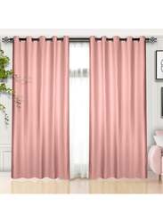 Black Kee 100% Blackout Elegant Textured Jacquard Curtains, W55 x L95-inch, 2 Pieces, Pink