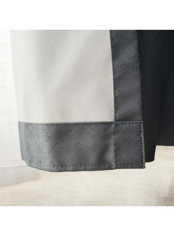 Black Kee 100% Blackout Stylish Jacquard Curtains, W98 x L106-inch, 2 Pieces, Dark Grey