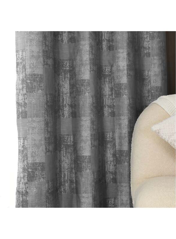 Black Kee 100% Blackout Jacquard Curtains, W55 x L102-inch, 2 Pieces, Dark Grey