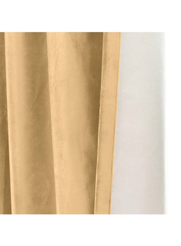 Black Kee 100% Blackout Velvet Curtains, W55 x L95-inch, 2 Pieces, Light Brown