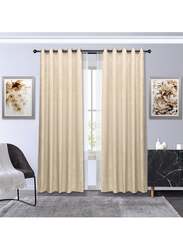 Black Kee 100% Blackout Textured Jacquard Curtains, W59 x L106-inch, 2 Pieces, Light Beige