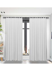 Black Kee 100% Blackout Satin Curtains with Grommets, W118 x L106-inch, 2 Pieces, White