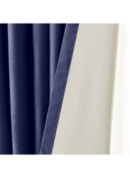 Black Kee 100% Blackout Stylish Jacquard Curtains, W55 x L102-inch, 2 Pieces, Dark Blue