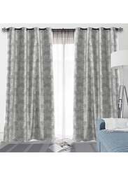 Black Kee 100% Blackout Jacquard Curtains, W55 x L102-inch, 2 Pieces, Dark Silver