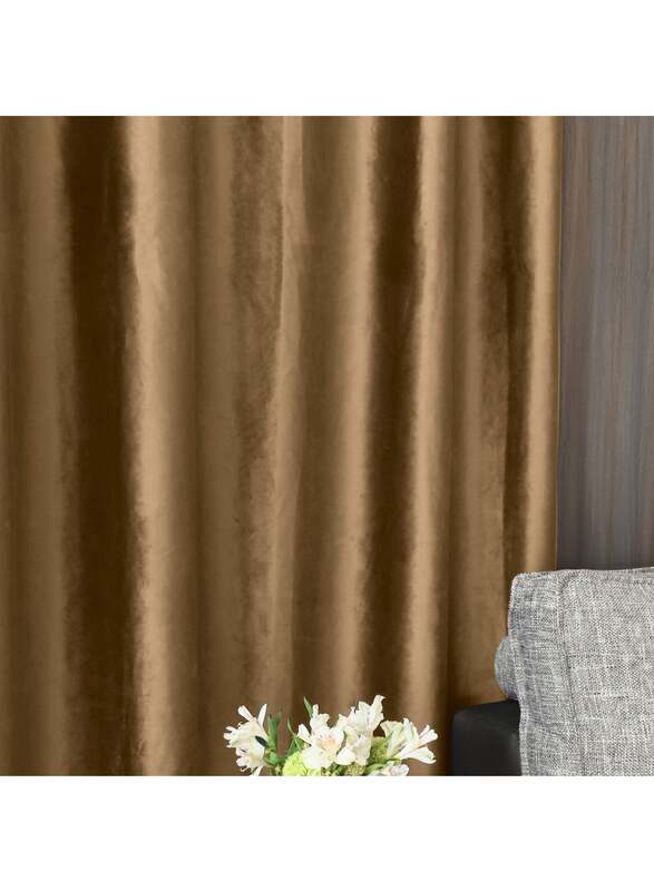 Black Kee 100% Blackout Velvet Curtains, W55 x L95-inch, 2 Pieces, Caramel