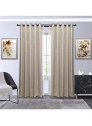 Black Kee 100% Blackout Textured Jacquard Curtains, W55 x L102-inch, 2 Pieces, Sand