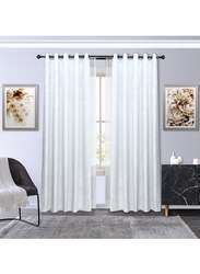 Black Kee 100% Blackout Textured Jacquard Curtains, W55 x L102-inch, 2 Pieces, White