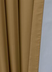 Black Kee 100% Blackout Satin Curtains with Grommets, W98 x L106-inch, 2 Pieces, Teak