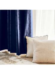 Black Kee 100% Blackout Luxury Velvet Grommet Curtains, W55 x L102-inch, 2 Pieces, Dark Blue