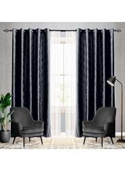 Black Kee 100% Blackout Luxury Velvet Grommet Curtains, W55 x L102-inch, 2 Pieces, Black