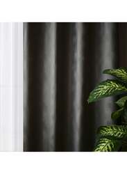 Black Kee 100% Blackout Stylish Jacquard Curtains, W55 x L102-inch, 2 Pieces, Dark Grey