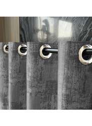 Black Kee 100% Blackout Jacquard Curtains, W59 x L106-inch, 2 Pieces, Dark Grey