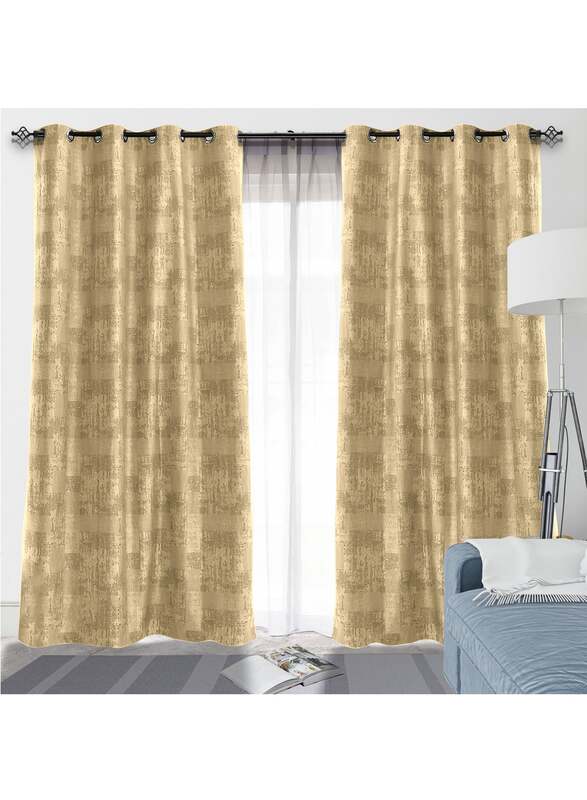 Black Kee 100% Blackout Jacquard Curtains, W52 x L95-inch, 2 Pieces, Light Cappuccino
