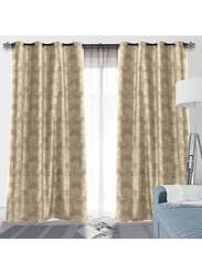 Black Kee 100% Blackout Jacquard Curtains, W59 x L106-inch, 2 Pieces, Light Beige