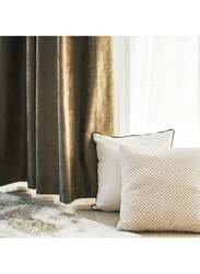 Black Kee 100% Blackout Luxury Velvet Grommet Curtains, W118 x L106-inch, 2 Pieces, Cappuccino