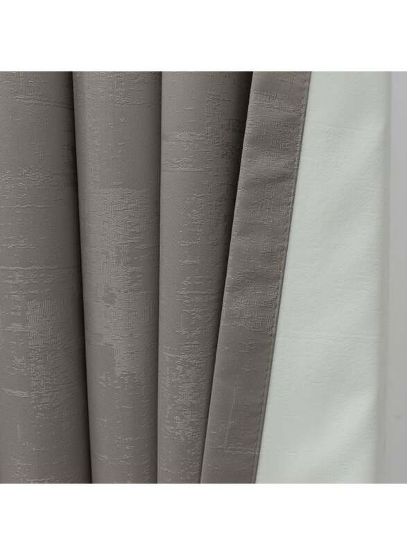 Black Kee 100% Blackout Textured Jacquard Curtains, W118 x L106-inch, 2 Pieces, Grey