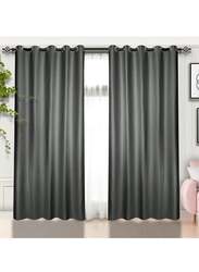 Black Kee 100% Blackout Elegant Textured Jacquard Curtains, W55 x L95-inch, 2 Pieces, Dark Grey