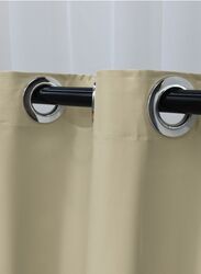 Black Kee 100% Blackout Satin Curtains with Grommets, W118 x L106-inch, 2 Pieces, Simplify Beige