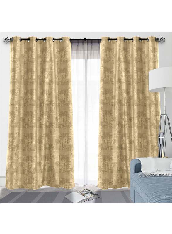 Black Kee 100% Blackout Jacquard Curtains, W70 x L106-inch, 2 Pieces, Light Cappuccino