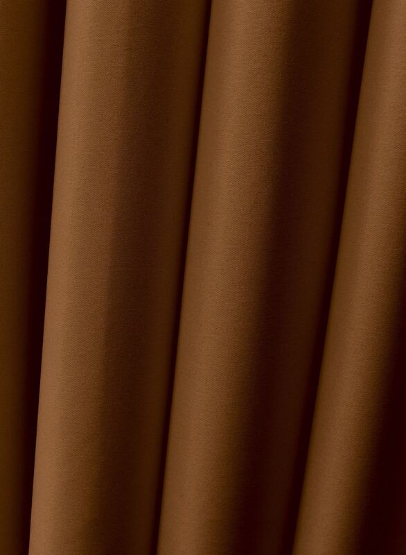 Black Kee 100% Blackout Satin Curtains with Grommets, W55 x L95-inch, 2 Pieces, Walnut Brown