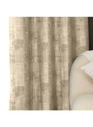 Black Kee 100% Blackout Jacquard Curtains, W59 x L106-inch, 2 Pieces, Light Beige