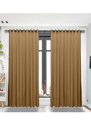 Black Kee 100% Blackout Satin Curtains with Grommets, W55 x L95-inch, 2 Pieces, Teak