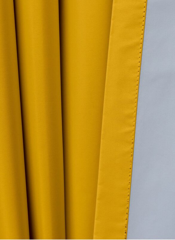 Black Kee 100% Blackout Satin Curtains with Grommets, W59 x L106-inch, 2 Pieces, Yellow