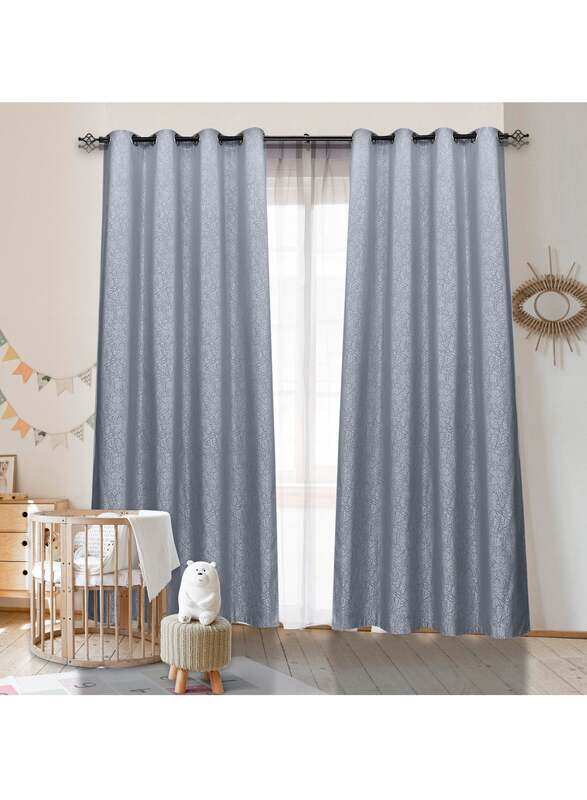 

Generic Black Kee 100% Blackout Jacquard Curtains with Grommets, W70 x L106-inch, 2 Pieces, Light Grey