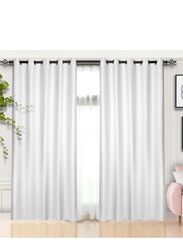 Black Kee 100% Blackout Elegant Textured Jacquard Curtains, W55 x L95-inch, 2 Pieces, White