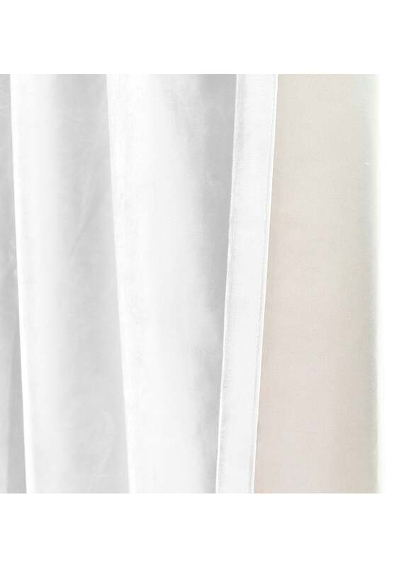 Black Kee 100% Blackout Velvet Curtains, W52 x L108-inch, 2 Pieces, White