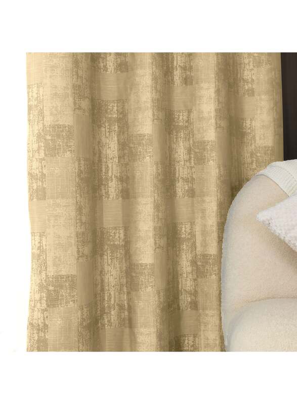 Black Kee 100% Blackout Jacquard Curtains, W118 x L106-inch, 2 Pieces, Light Cappuccino