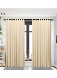 Black Kee 100% Blackout Satin Curtains with Grommets, W59 x L106-inch, 2 Pieces, Old Lace