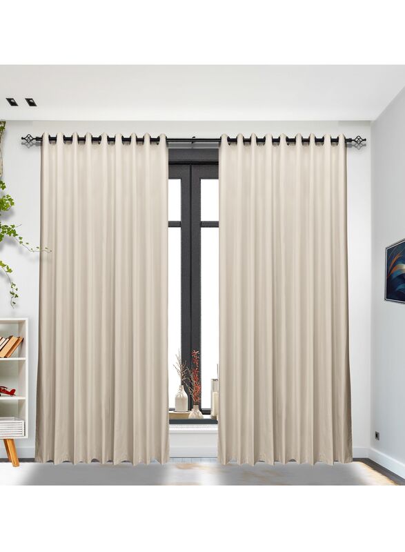 Black Kee 100% Blackout Satin Curtains with Grommets, W118 x L106-inch, 2 Pieces, Floral White