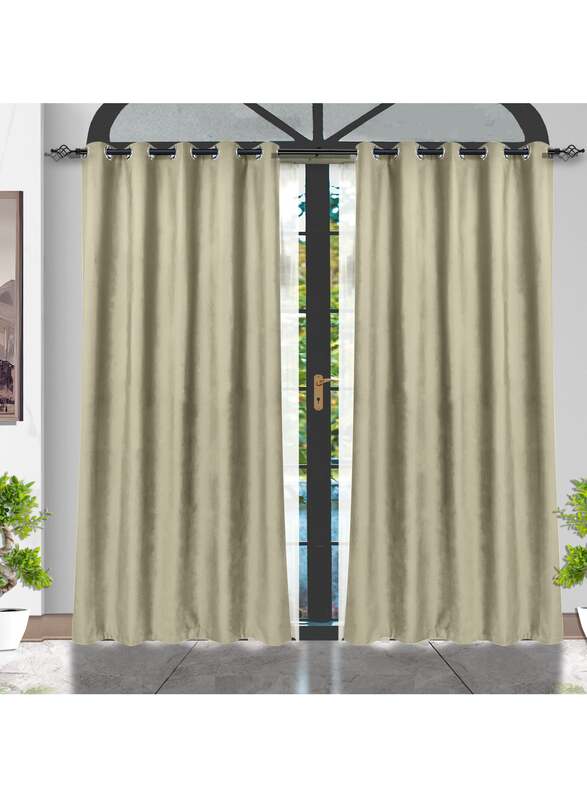Black Kee 100% Blackout Velvet Curtains, W70 x L106-inch, 2 Pieces, Bleached Sand
