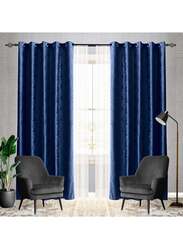 Black Kee 100% Blackout Luxury Velvet Grommet Curtains, W55 x L95-inch, 2 Pieces, Dark Blue