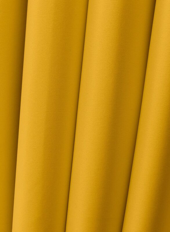Black Kee 100% Blackout Satin Curtains with Grommets, W98 x L106-inch, 2 Pieces, Yellow