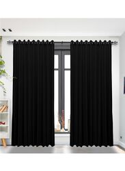 Black Kee 100% Blackout Satin Curtains with Grommets, W118 x L106-inch, 2 Pieces, Black