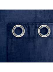 Black Kee 100% Blackout Luxury Velvet Grommet Curtains, W78 x L106-inch, 2 Pieces, Dark Blue