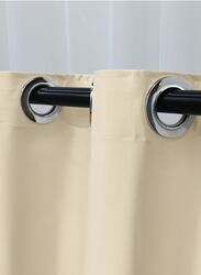 Black Kee 100% Blackout Satin Curtains with Grommets, W118 x L106-inch, 2 Pieces, Antique White