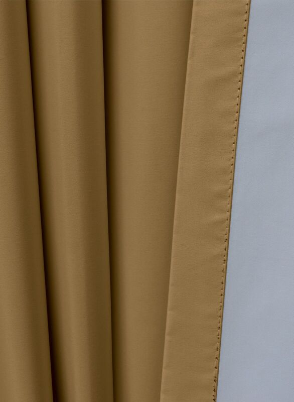 Black Kee 100% Blackout Satin Curtains with Grommets, W106 x L118-inch, 2 Pieces, Teak