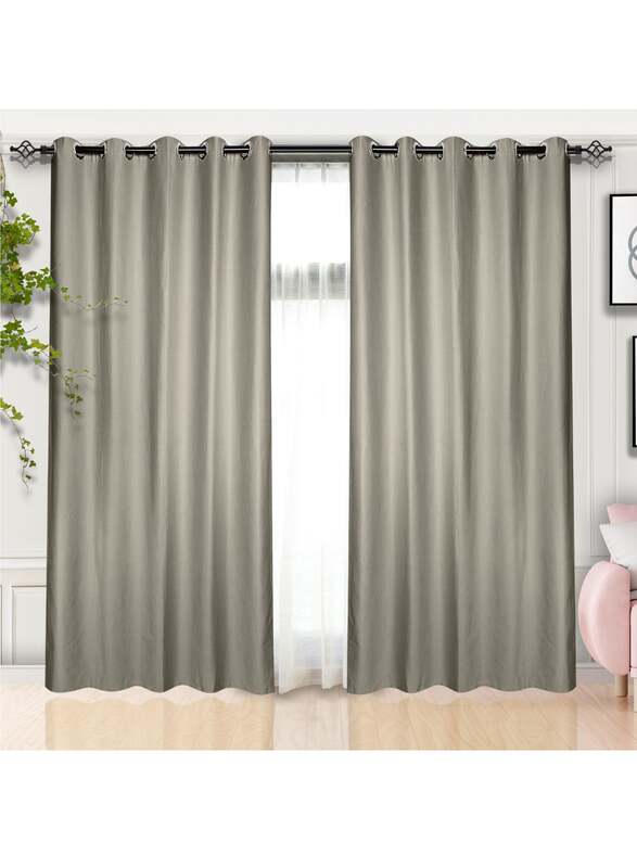 Black Kee 100% Blackout Elegant Textured Jacquard Curtains, W55 x L95-inch, 2 Pieces, Grey