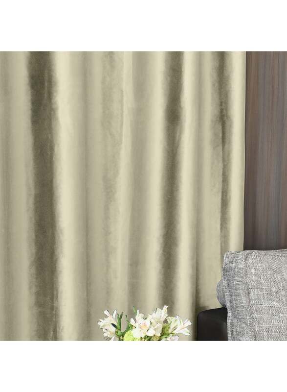 Black Kee 100% Blackout Velvet Curtains, W59 x L106-inch, 2 Pieces, Bleached Sand