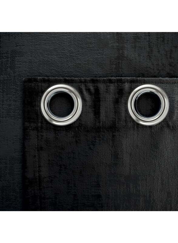 Black Kee 100% Blackout Luxury Velvet Grommet Curtains, W52 x L95-inch, 2 Pieces, Black