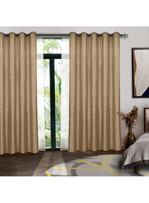 

Generic Black Kee 100% Blackout Jacquard Curtains, W55 x L102-inch, 2 Pieces, Brown