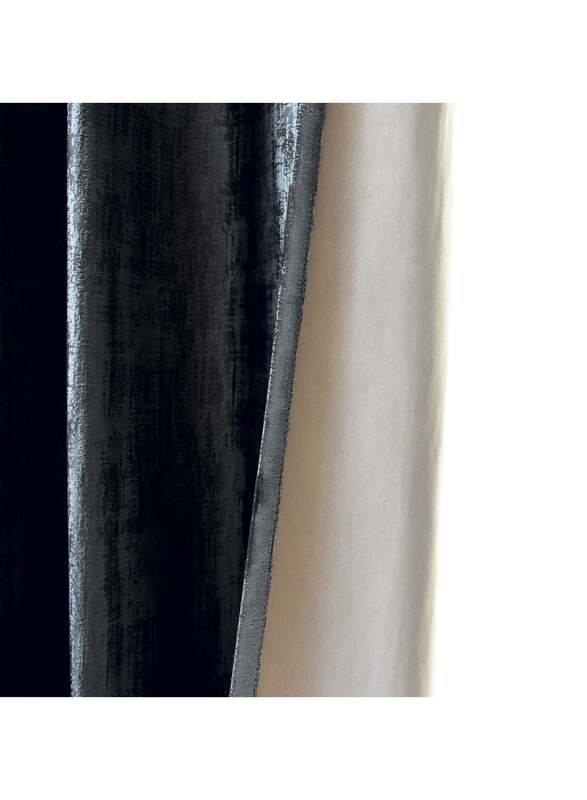 Black Kee 100% Blackout Luxury Velvet Grommet Curtains, W55 x L102-inch, 2 Pieces, Black