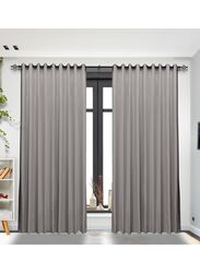 Black Kee 100% Blackout Satin Curtains with Grommets, W118 x L106-inch, 2 Pieces, Stone