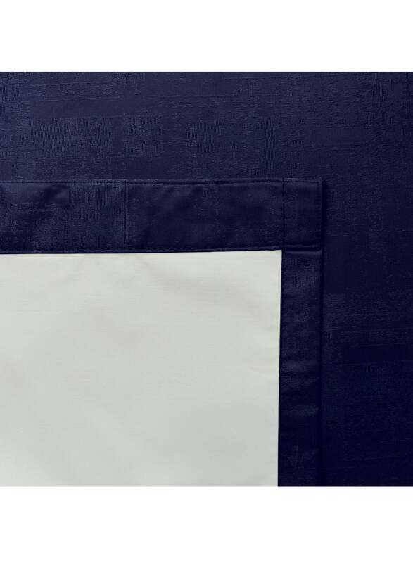 Black Kee 100% Blackout Textured Jacquard Curtains, W106 x L118-inch, 2 Pieces, Navy Blue